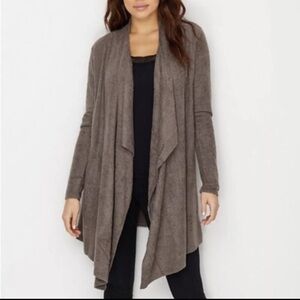 Barefoot Dreams Bamboo Chic Lite Wrap Cardigan 436 S/M Gray/Brown Hi/Lo m111248